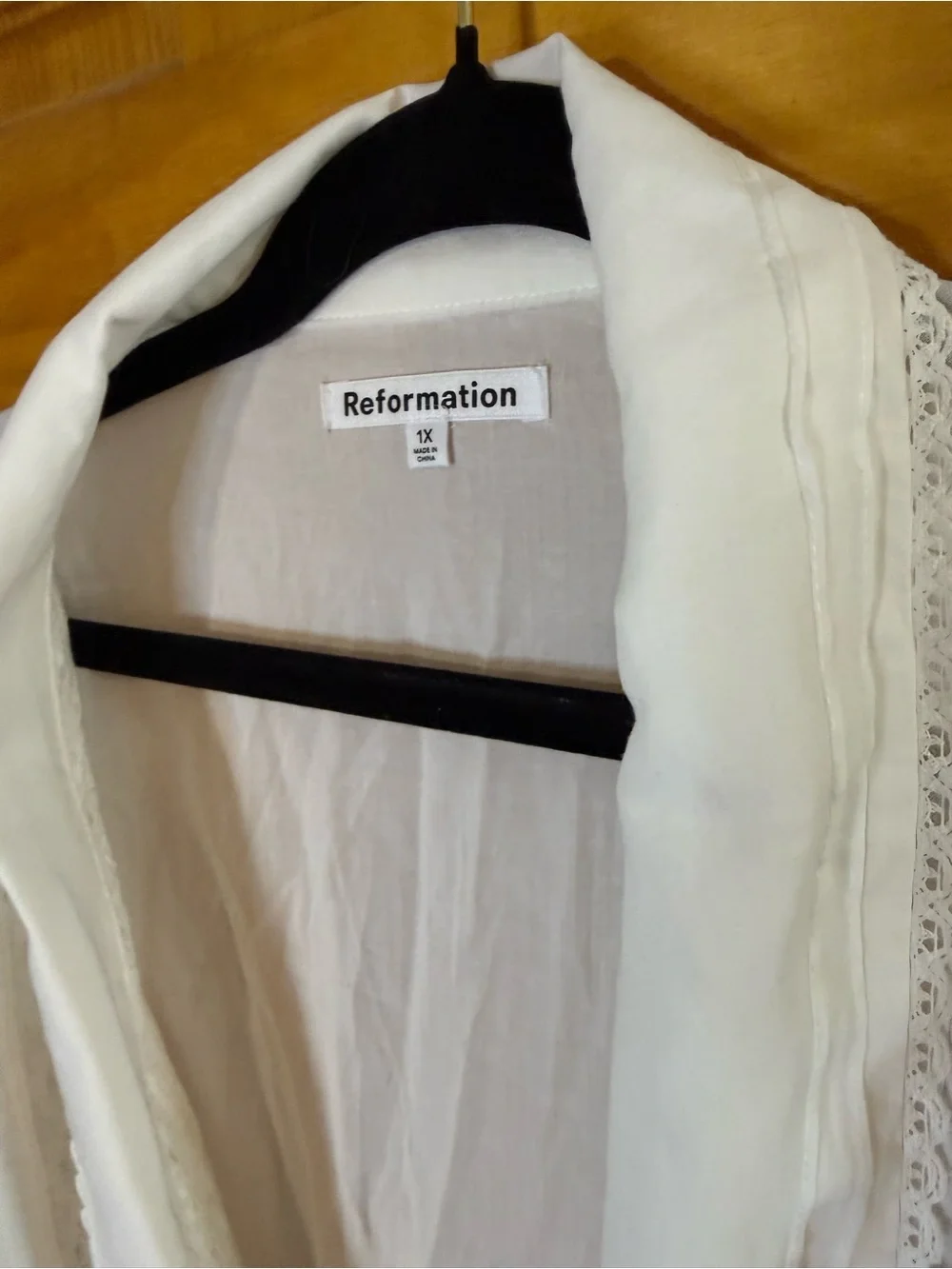 Reformation Women's Cream Lace-Trim Button Front Top - Hara
